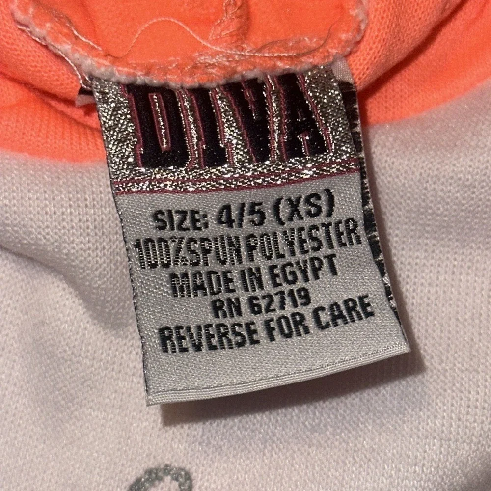 Diva Girls Neon Orange White Always Shine Glitter Hoodie Jogger Set Size 4/5 XS